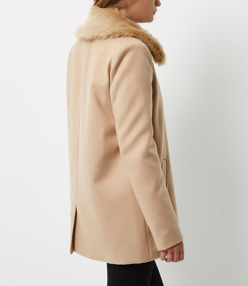 Cream collar swing coat